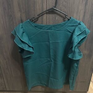 Teal Ruffle Sleeve Women's Top